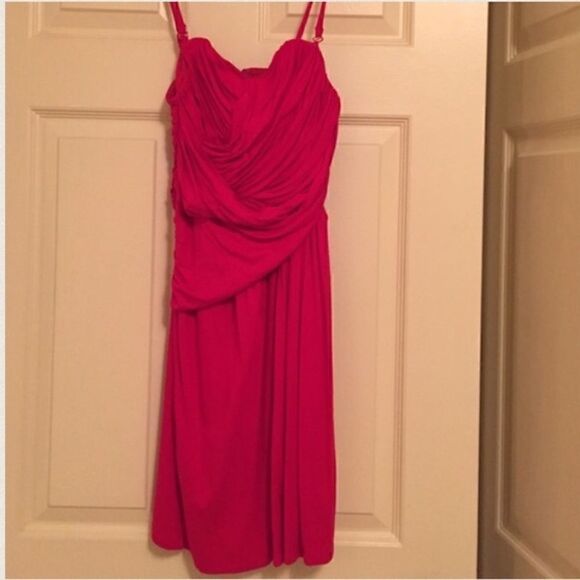 Red Holiday Party Express Red Ruched Jersey Dress - Picture 2 of 2